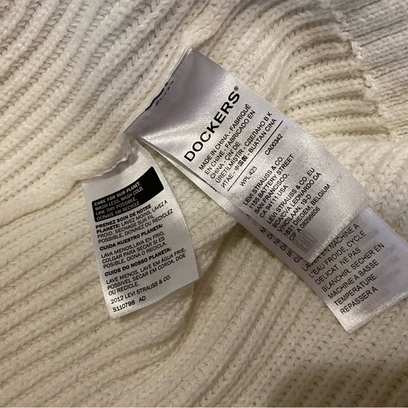 Dockers Long Cardigan Sweater, Relaxed Fit Cotton rib open cardigan White M - Picture 9 of 10
